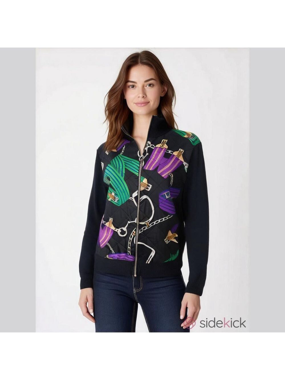 Lauren Ralph Lauren Equestrian Bridle Saddle Sweater Jacket Medium Women Preppy